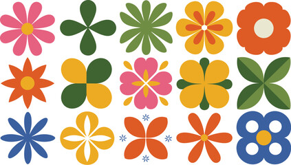 Obraz premium Collection of Retro Style Flowers