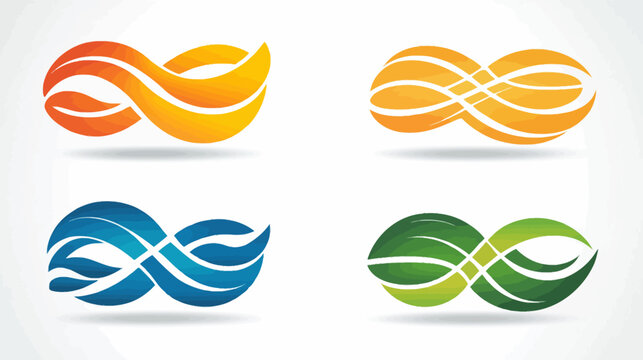 Four infinity-shaped abstract designs, rendered with blended colors and a brushstroke texture