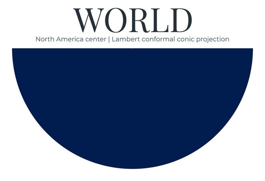 World Map. Lambert conformal conic projection. North America centered at latitude 37 and longitude -96.