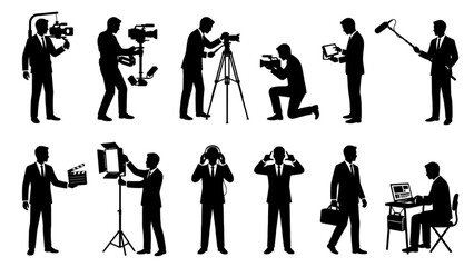 Fototapeta premium Videographer Silhouette Collection – Professional Video Creator Vector Set