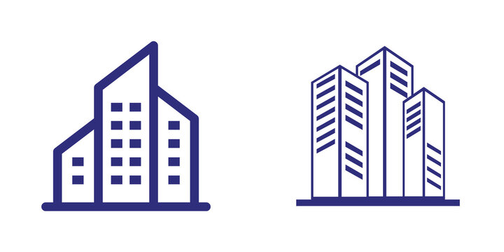 Skyscraper icons isolated on transparent background
