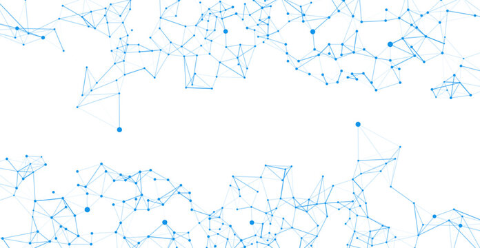 Abstract digital network background featuring interconnected blue dots and lines, symbolizing global technology, data transfer, and communication connectivity. Ideal for futuristic concepts.