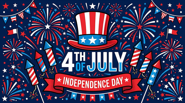 Uncle sam hat fireworks 4th of july independence day celebration america american blue