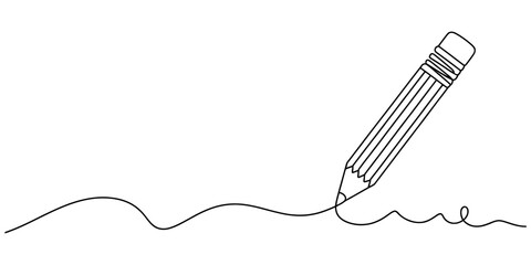 Continuous single line drawing of a simple pencil writing a wavy line on a surface for creative design concept and education art style illustration Vector, illustration © Alo 2026 Arts
