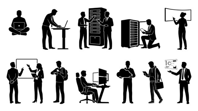 Cloud Engineer Silhouette Collection &ndash; Cloud Computing Technology Vector Set