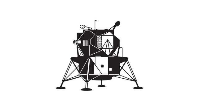 Lunar module spacecraft vector icon for space and astronomy designs