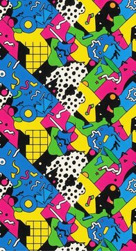 Vibrant Abstract Pattern with Bold Colors and Shapes.