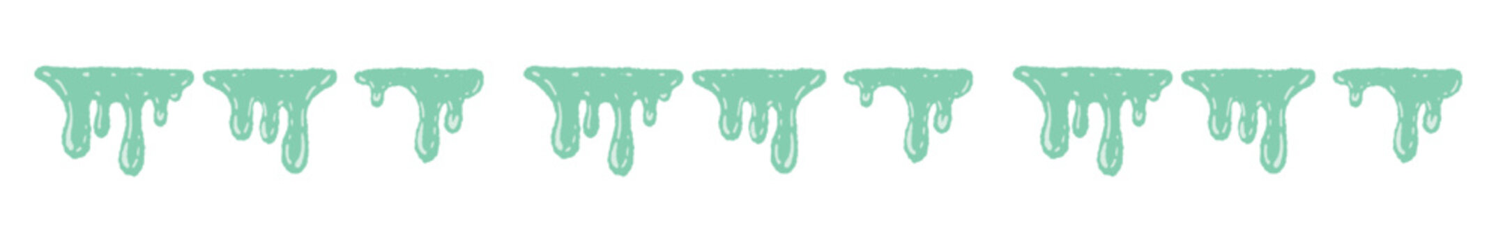 Mint green slime dripping Halloween border vector illustration border