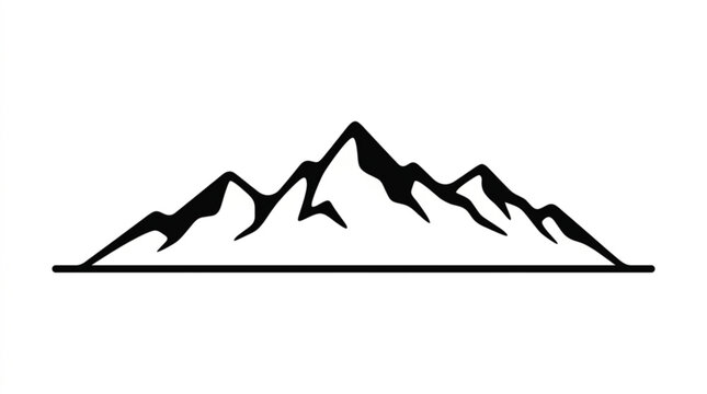 Minimalist black mountain range silhouette against white background simple iconic landscape