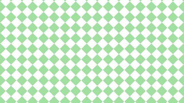 Geometric White Mint Green Mint Diamond Checker Pattern Looping Animation Background