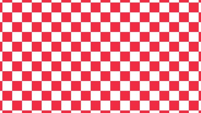 Geometric White Red Square Checkerboard Pattern Looping Animation Background