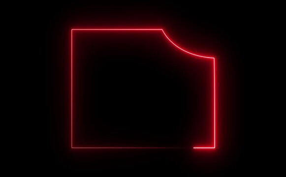 Abstract glowing neon light rectangle border frame animation, Futuristic light effect isolated on black Background