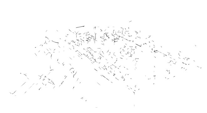 Abstract Textured Background of Jagged Lines and Splatters on White