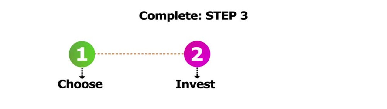 Complete step three with investment growth and financial progress visualization.
