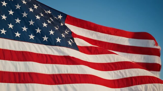 American flag waving in the sky symbolizing conceptual art and dynamic energy