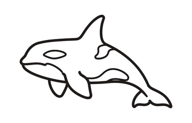 Fototapeta premium Minimal orca whale line icon for children’s animal set and marine life concepts.