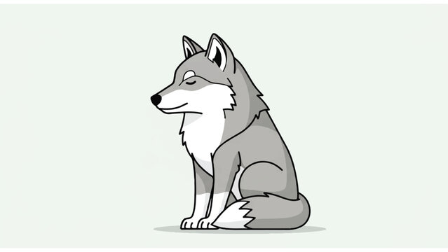Gray wolf sitting profile view.