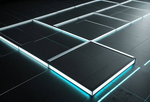 Futuristic abstract background representing secure edge computing and physical layer cybersecurity with robust metallic texture and digital glowing paths