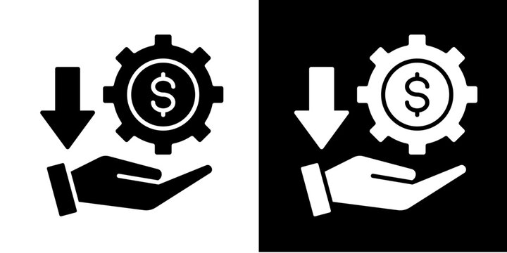 Cost Reduction  Icon Set White Glyph Style Collection

