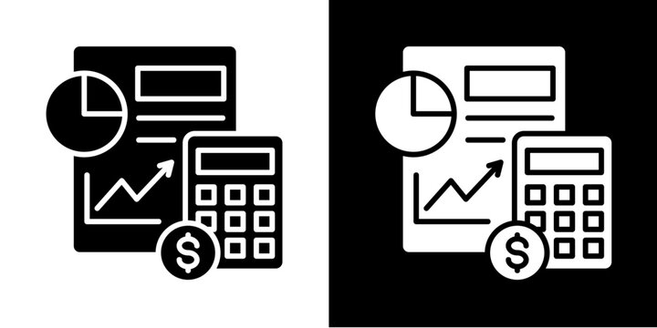 Budget Report  Icon Set White Glyph Style Collection
