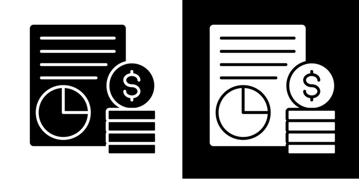 Expense Report  Icon Set White Glyph Style Collection
