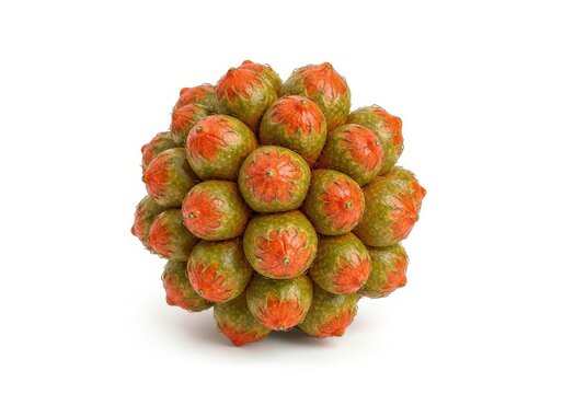Pandanus tectorius fruit isolated on white background, also known as screwpine