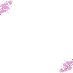 Obraz premium Purple Sakura Flower Border Minimal Botanical Background Aesthetic
