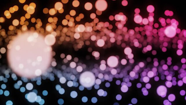 Colorful bokeh lights on dark background ideal for sleek commercial backgrounds and title sequences