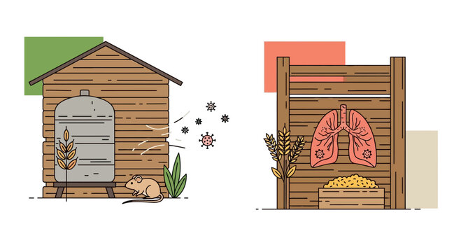 Hantavirus Pulmonary Syndrome Transmission Illustration with Rodents