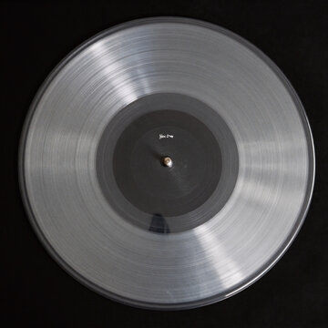 Manga Record Jockey. Photorealistic Platinum Vinyl Record On Black Background