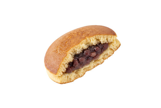かじりかけのどら焼きが浮かぶ和菓子