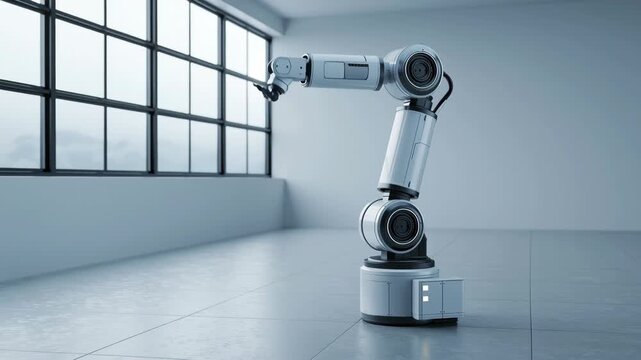 Robotic arm manipulation industrial workshop technology showcase minimalist design close-up automation innovations