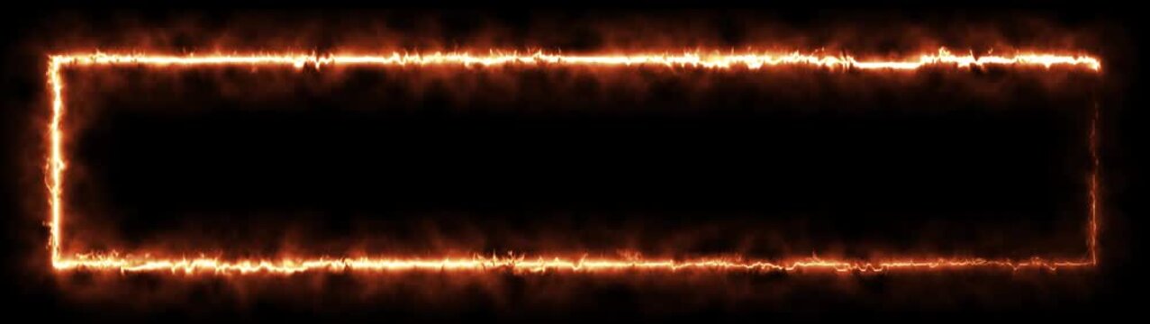 Abstract fiery energy beams forming glowing borders on black back.
