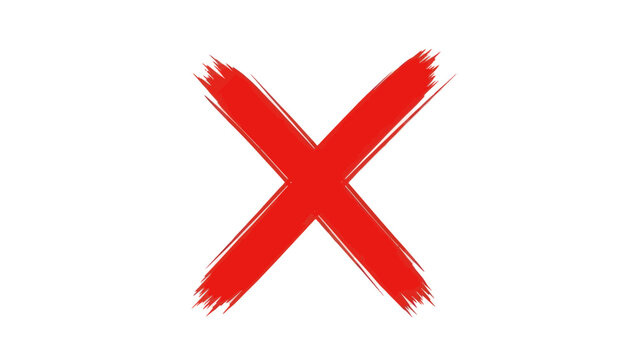 Red X Mark Symbol, Brush Stroke, White Background, Negative Sign