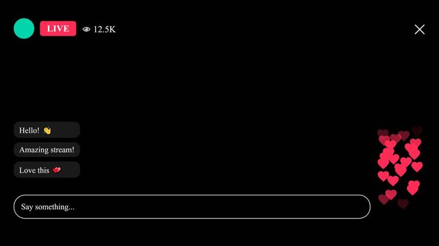 Online Video Live Streaming Platform Interface with Interactive Chat and Reactions