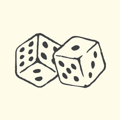 Two dice illustration showing 5 and 4 with gambling entertainment activity collectible illustration isolated minimalist © bbilfunk