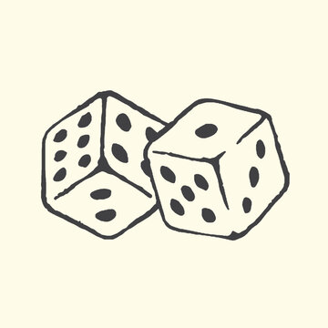 Two dice illustration showing 5 and 4 with gambling entertainment activity collectible illustration isolated minimalist