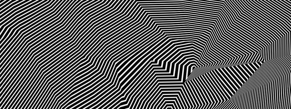 Abstract black and white striped lines