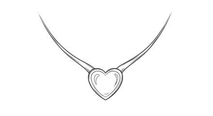 Fototapeta premium A delicate heart-shaped pendant on a thin chain against a clean white background with a minimalist aesthetic.