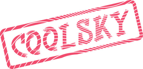 Contemporary textured red stamp design featuring Cool Sky phrase for travel and nature themes ©  Design_ mn
