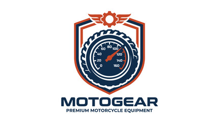 Fototapeta premium Motorcycle Speedometer Emblem Logo for MotoGear Premium Equipment.