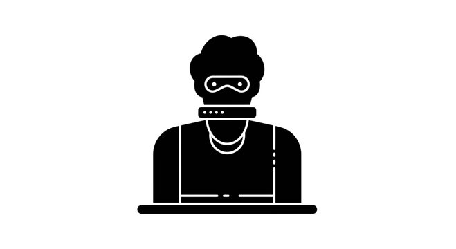 Masked bandit criminal character silhouette icon