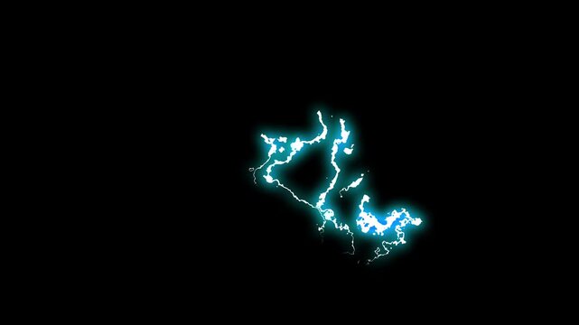 Glowing electric lightning bolt animation with bright thunder flash bursts, hand drawn storm arcs and anime inspired energy explosions on black screen seamless 4K