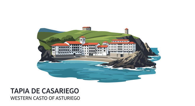 Scenic coastal village of Tapia de Casariego in Asturias Spain