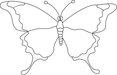 Black outline of a butterfly with segmented body and antennae insect white © MstShamima