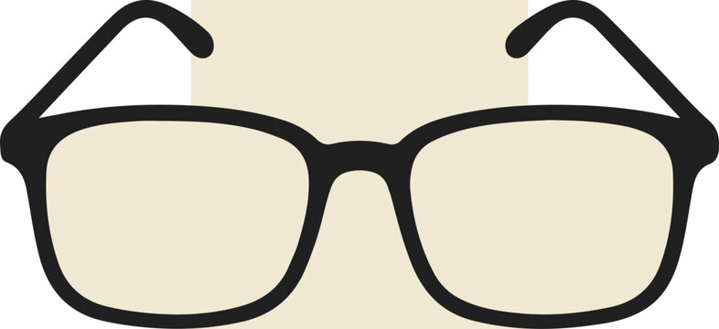 Minimalist black framed glasses icon illustration.