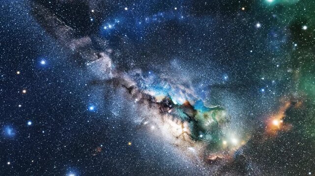 Colorful galaxy with stars and nebula ideal for travel vlogs and eco-friendly campaigns