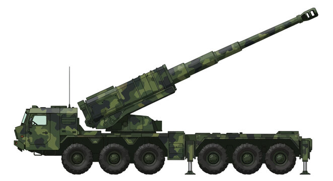 Heavy Mobile Artillery: Self-Propelled Howitzer in Camouflage