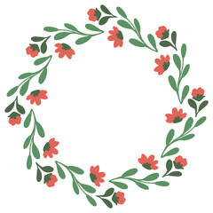 Fototapeta premium Wreath with flowers and leaves suitable for mother day valentine day wedding greeting cards invitation