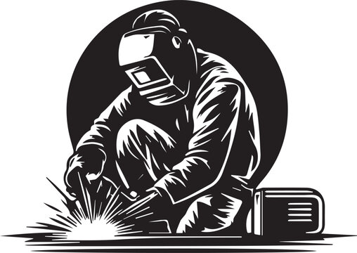 silhouette of argon welder man	
